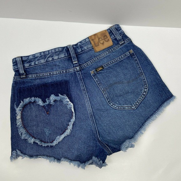 Lee Pants - Lee Jeans Cutoff Jean Shorts High Waisted Lee Is Love Heart Patch Size 28